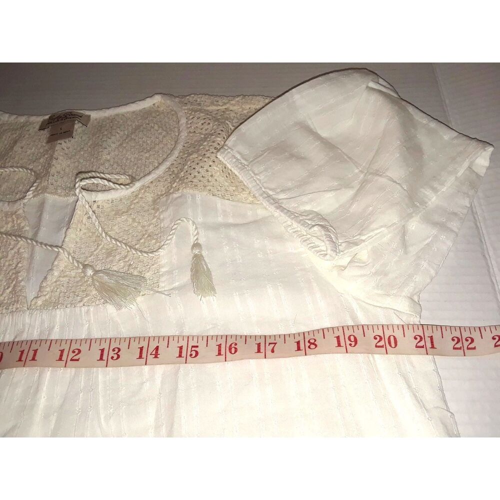 Lucky Brand Women's Blouse Size Large 3/4 Sleeve Crochet Trim - Picture 3 of 6